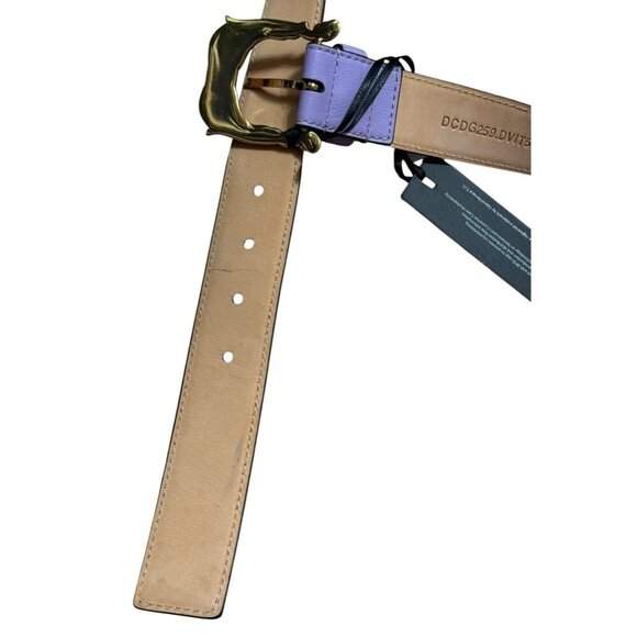 VERSACE Baroque Medusa Leather Belt Purple Gold Sz 95 / 38 Designer Luxury - Picture 6 of 11